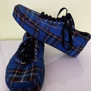 Blue Plaid Platform Vans